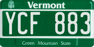 VT license plate YCF883