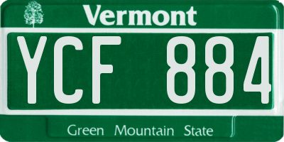 VT license plate YCF884