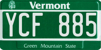 VT license plate YCF885