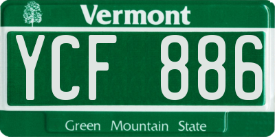 VT license plate YCF886