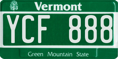 VT license plate YCF888