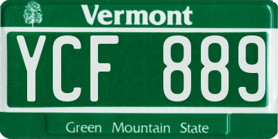 VT license plate YCF889