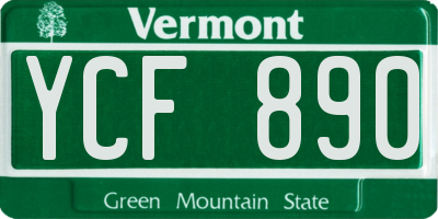 VT license plate YCF890