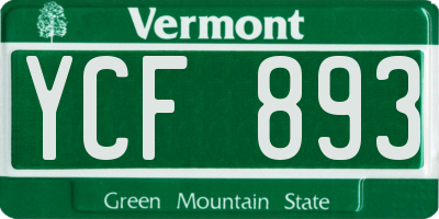 VT license plate YCF893