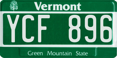 VT license plate YCF896