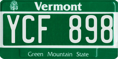 VT license plate YCF898