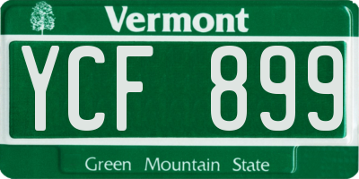 VT license plate YCF899