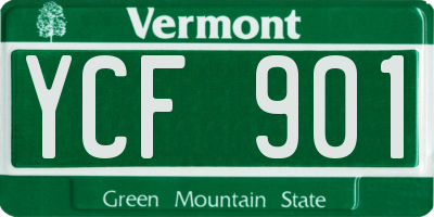 VT license plate YCF901