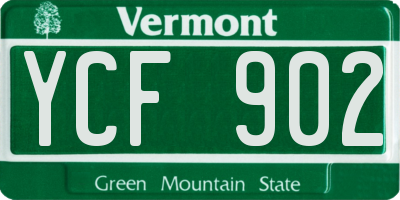 VT license plate YCF902