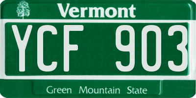 VT license plate YCF903
