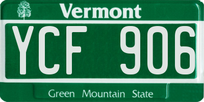 VT license plate YCF906