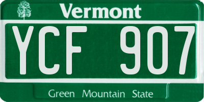 VT license plate YCF907