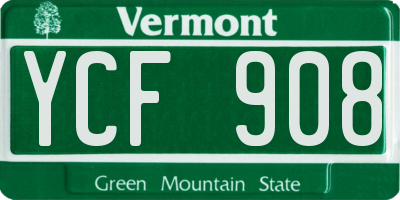 VT license plate YCF908