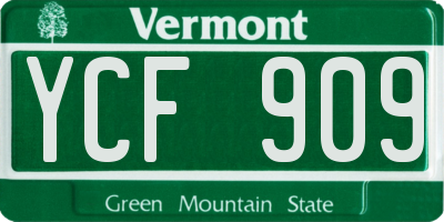 VT license plate YCF909