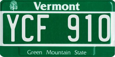 VT license plate YCF910