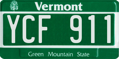 VT license plate YCF911