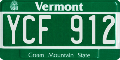 VT license plate YCF912