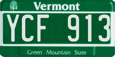 VT license plate YCF913