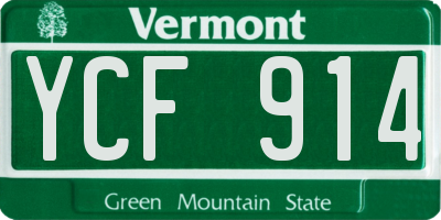 VT license plate YCF914