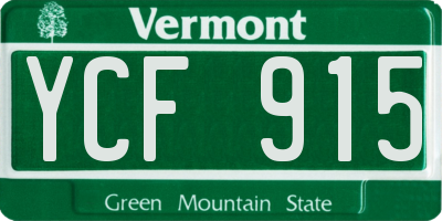 VT license plate YCF915