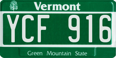 VT license plate YCF916