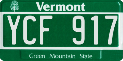 VT license plate YCF917