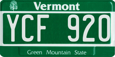 VT license plate YCF920