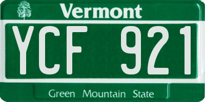 VT license plate YCF921