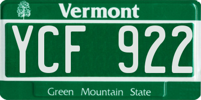 VT license plate YCF922