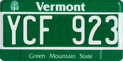 VT license plate YCF923