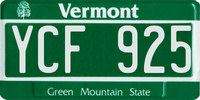 VT license plate YCF925