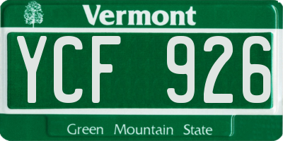 VT license plate YCF926