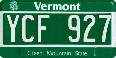 VT license plate YCF927