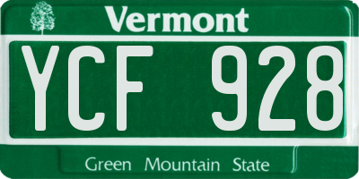 VT license plate YCF928