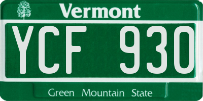 VT license plate YCF930