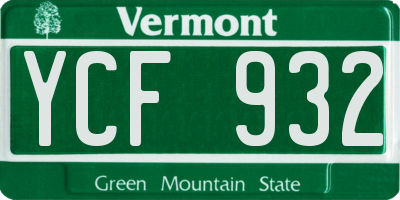 VT license plate YCF932