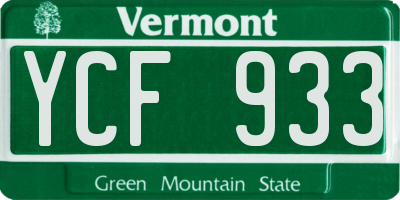 VT license plate YCF933