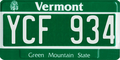 VT license plate YCF934