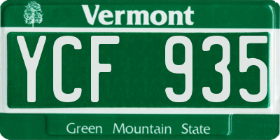 VT license plate YCF935