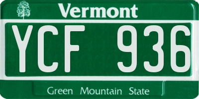 VT license plate YCF936