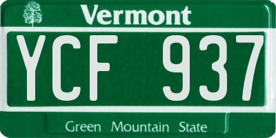 VT license plate YCF937