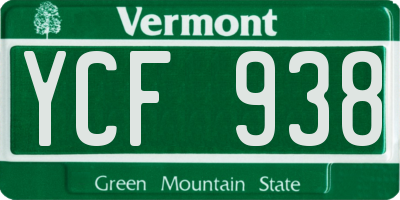 VT license plate YCF938