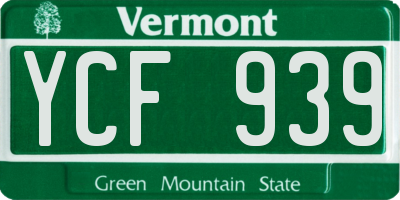VT license plate YCF939