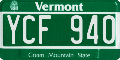 VT license plate YCF940