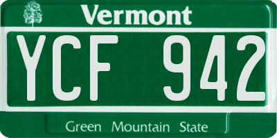 VT license plate YCF942