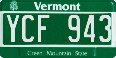 VT license plate YCF943