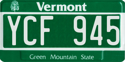 VT license plate YCF945