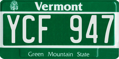 VT license plate YCF947