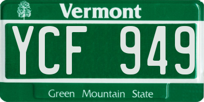 VT license plate YCF949