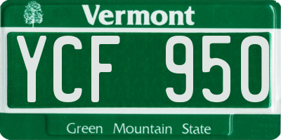 VT license plate YCF950